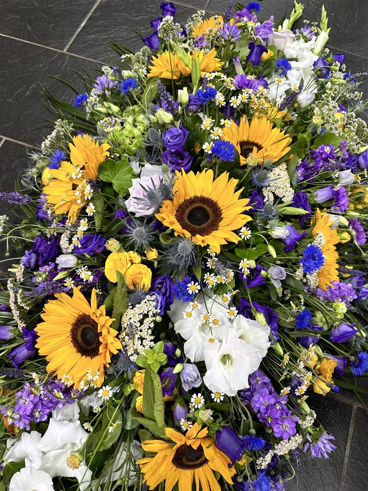 Sympathy funeral flowers Cornwall casket spray Camborne